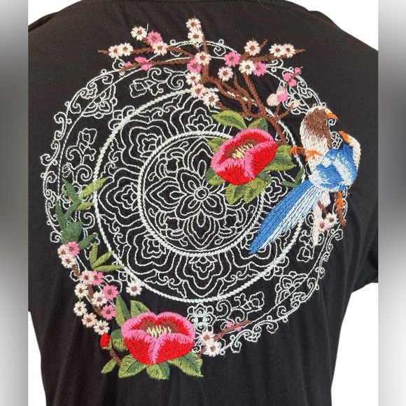 JOHNNY WAS LA Osaka knit embroidered shirt dress size Large - Picture 5 of 13